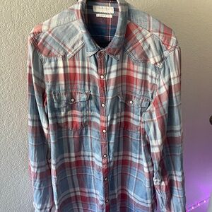 Men’s lucky brand button down flannel sz L